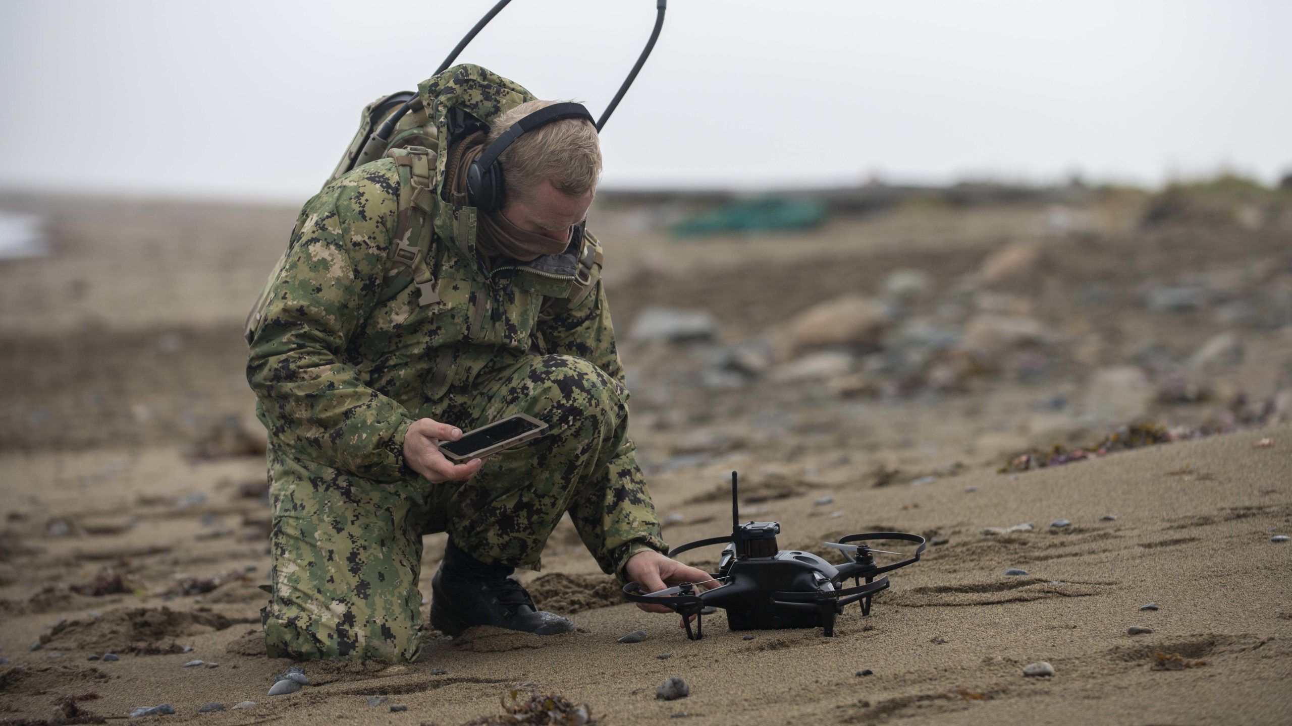 Navy SEAL operator conducting drone warfare training with Shield AI Nova drone — representing the type of human-machine teaming SOCOM's ANCHOR Initiative aims to advance