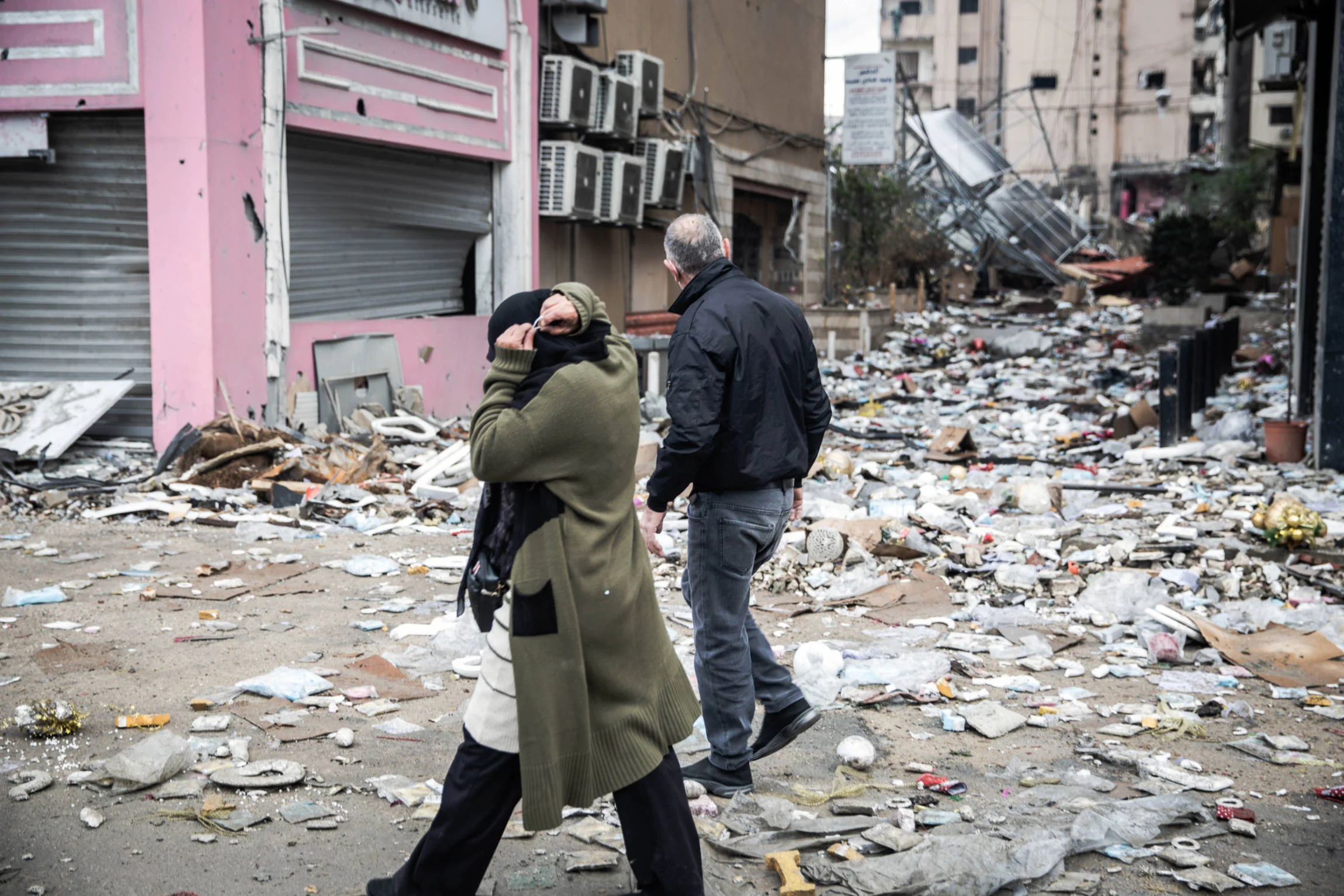 Aerial view of Beirut southern suburbs struck during Operation Eternal Darkness April 8 2026 Black Wednesday Lebanon war