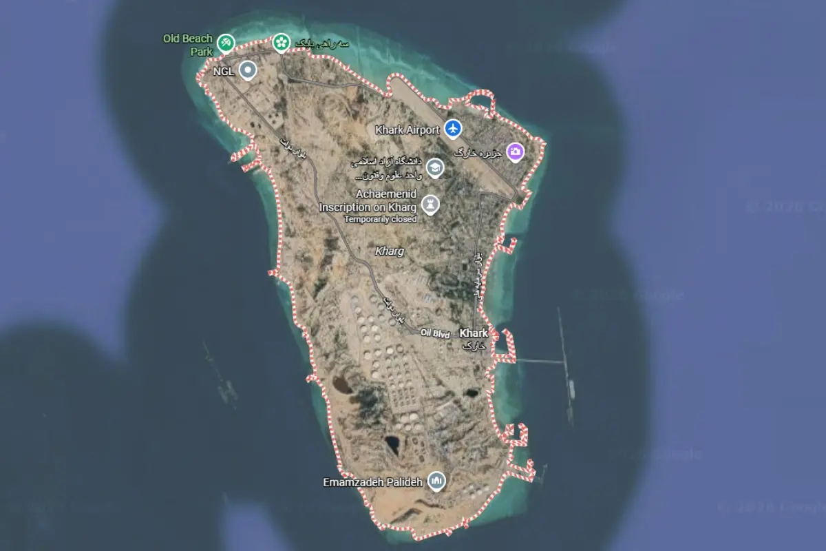 Satellite imagery of strike damage on Kharg Island Iran