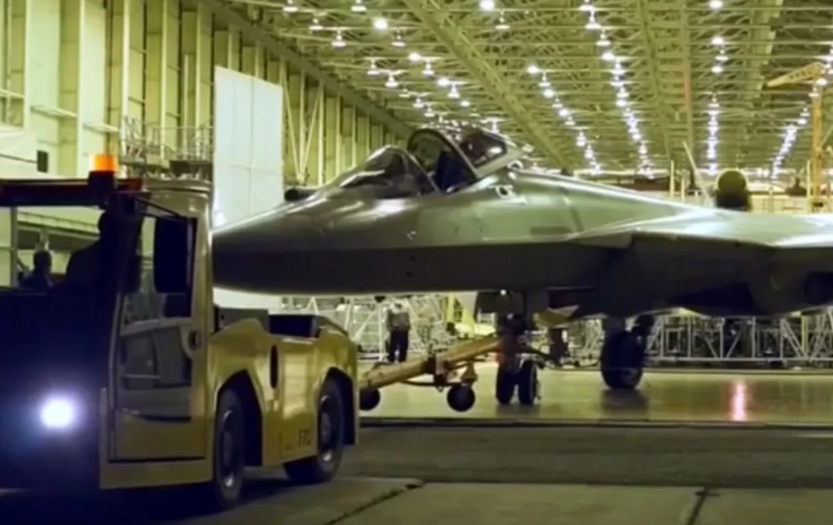 Su-57 airframes in production at Komsomolsk-on-Amur Aircraft Plant KnAAZ, Russia, circa 2021-2023, UAC official image